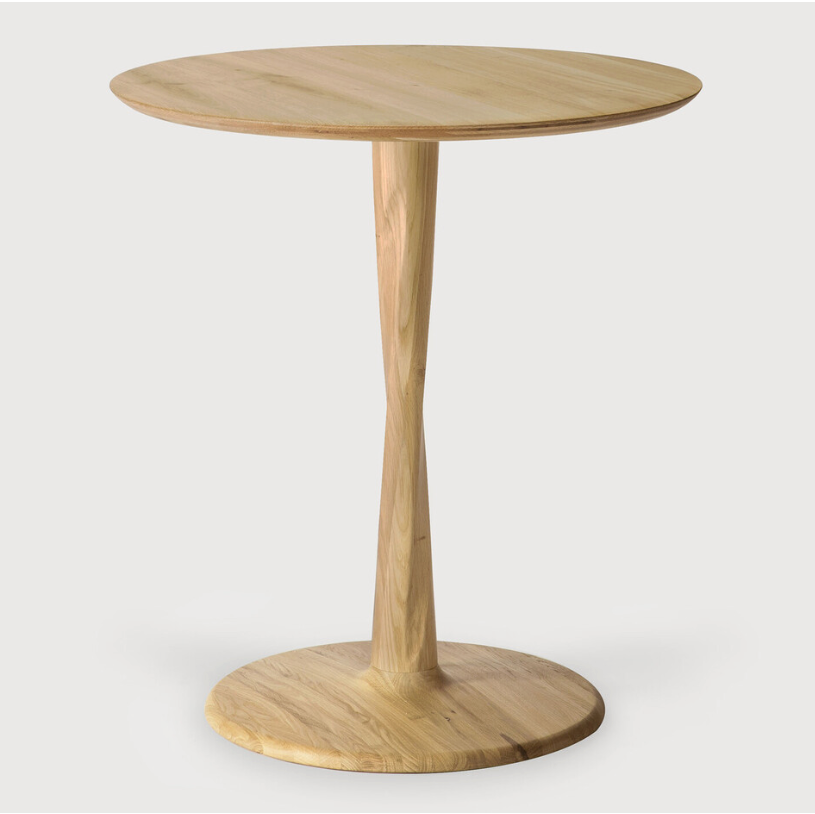 Ethnicraft Torsion Round Dining Table, FSC-certified solid wood furniture by Belgian brand