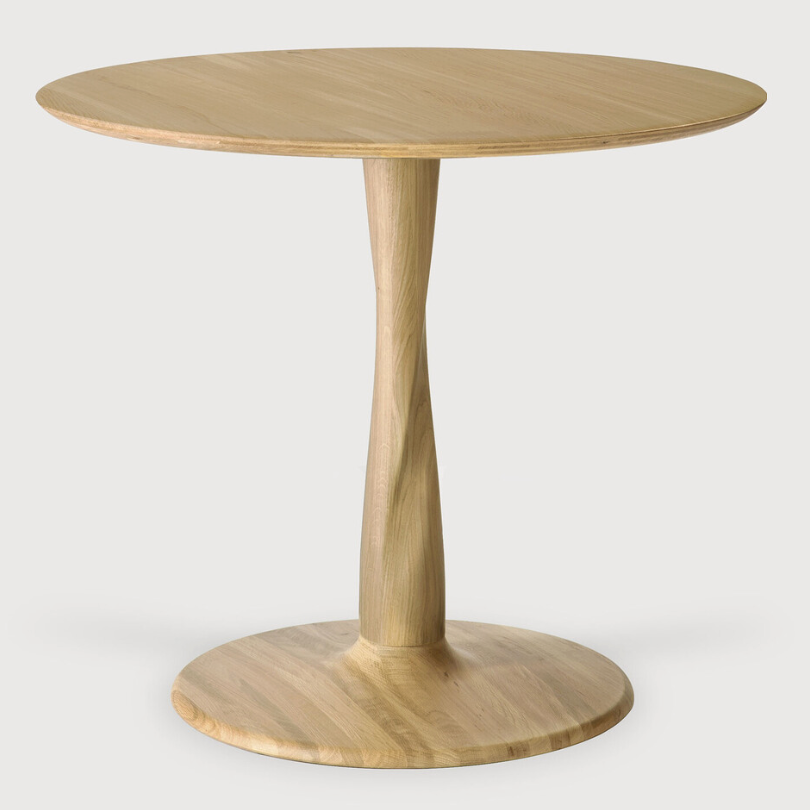 Ethnicraft Torsion Round Dining Table, FSC-certified solid wood furniture by Belgian brand