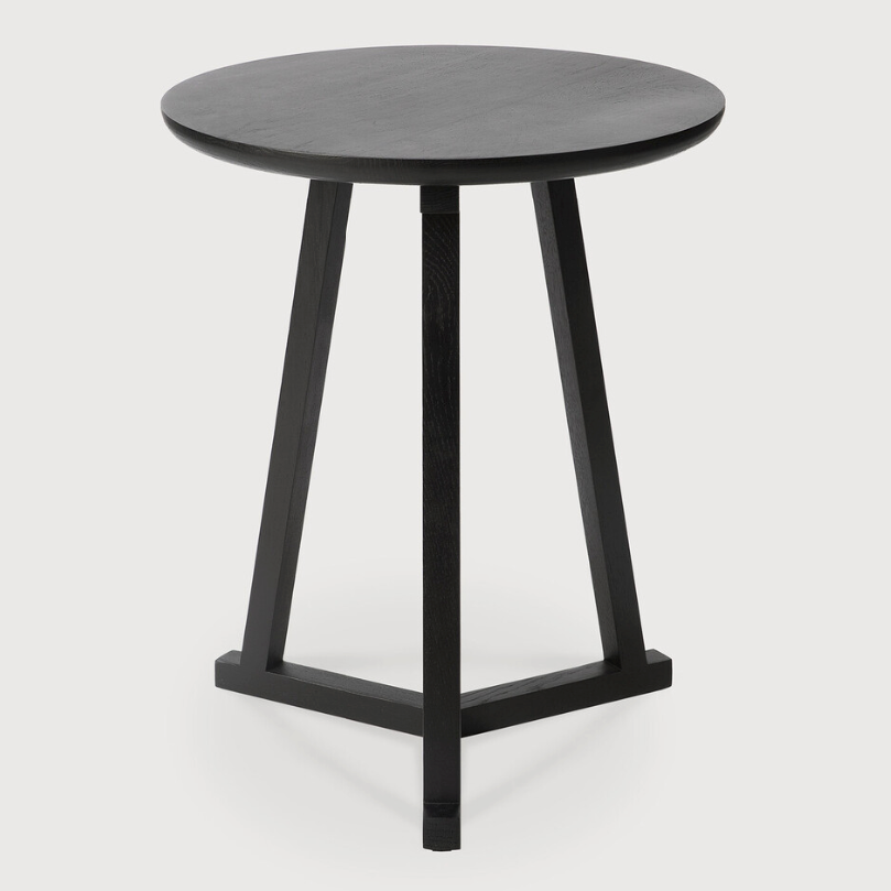 Ethnicraft Tripod Side Table, FSC-certified solid wood furniture by Belgian brand