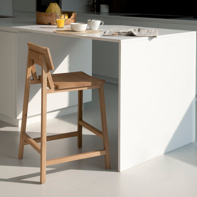 Ethnicraft N3 Counter Stool, FSC-certified solid wood furniture by Belgian brand