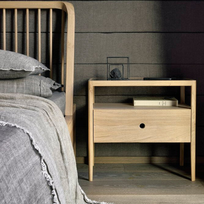 Ethnicraft Oak Spindle Bed in oak, FSC-certified solid oak, Belgian solid wood furniture