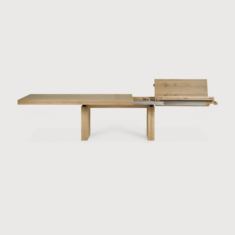 Ethnicraft Double Extendable Dining Table, FSC-certified solid wood furniture by Belgian brand
