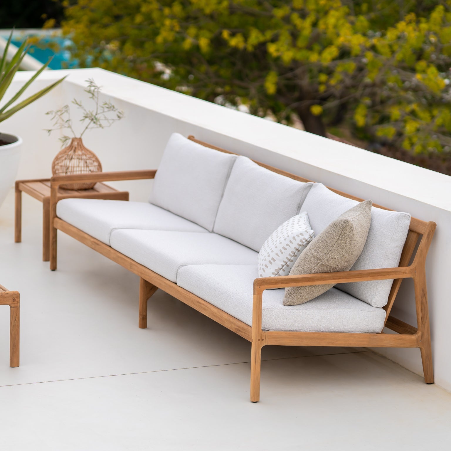 Ethnicraft Jack Outdoor 3 Seat Sofa with FSC-certified solid teak frame