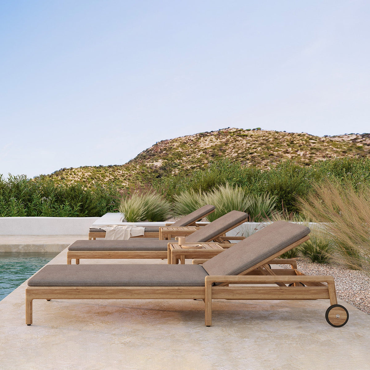 Ethnicraft Jack Outdoor Adjustable Lounger in teak, FSC-certified solid teak