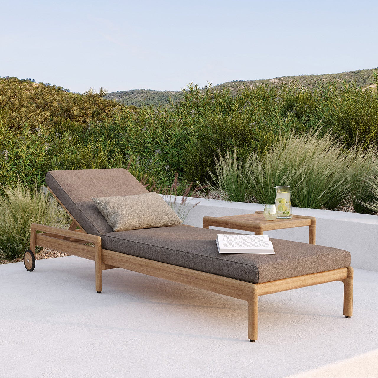 Ethnicraft Jack Outdoor Adjustable Lounger in teak, FSC-certified solid teak