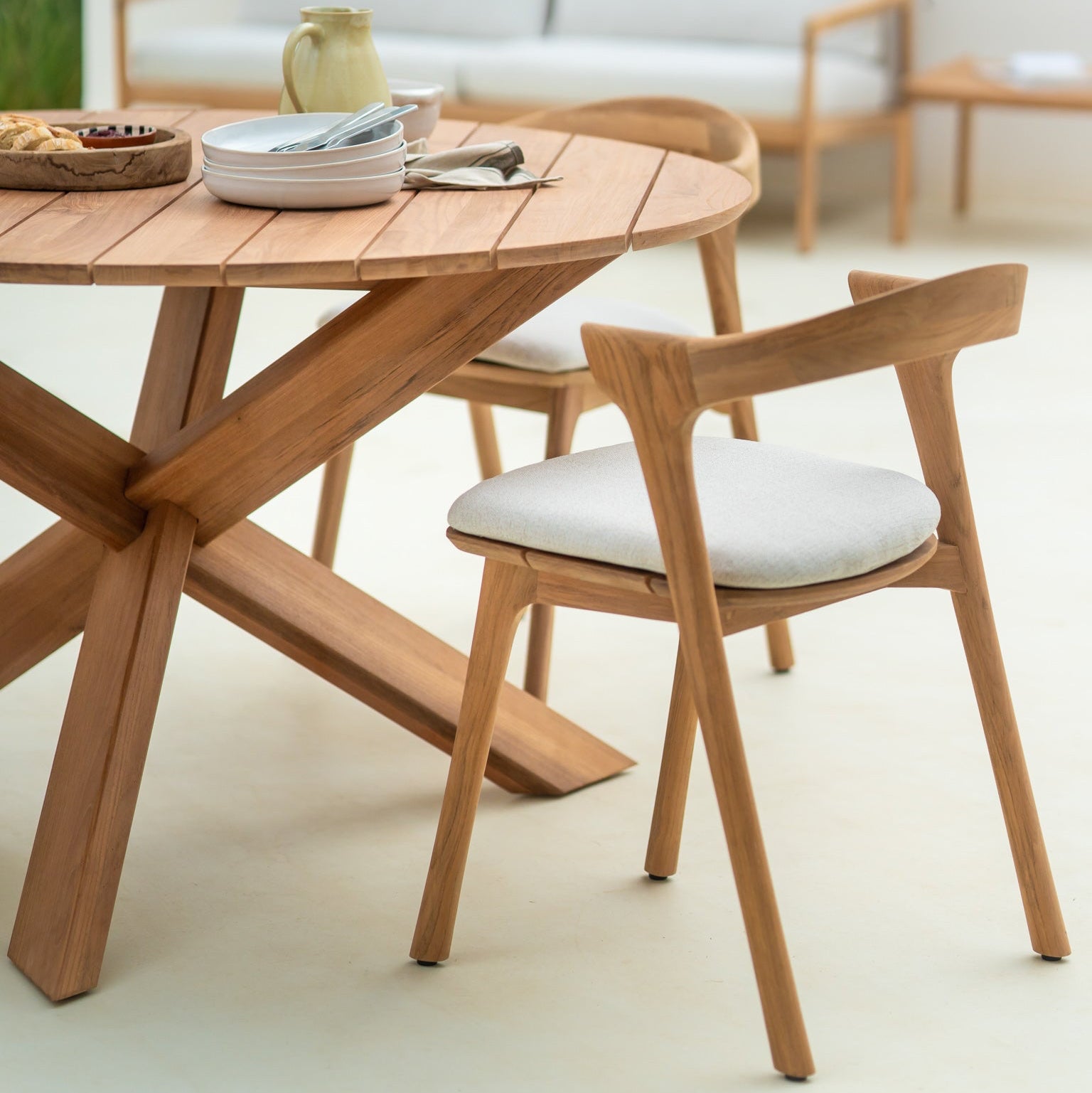 Ethnicraft Bok Outdoor Dining Chair in teak, FSC-certified solid teak, Belgian solid wood furniture