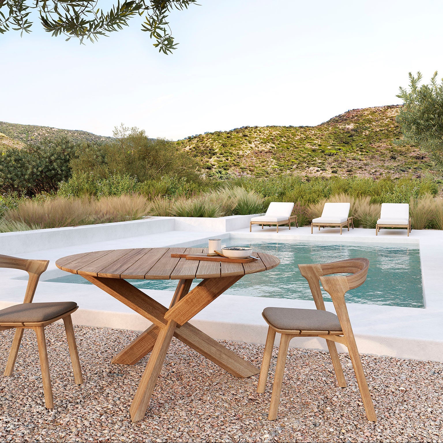 Ethnicraft Bok Outdoor Dining Chair in teak, FSC-certified solid teak, Belgian solid wood furniture