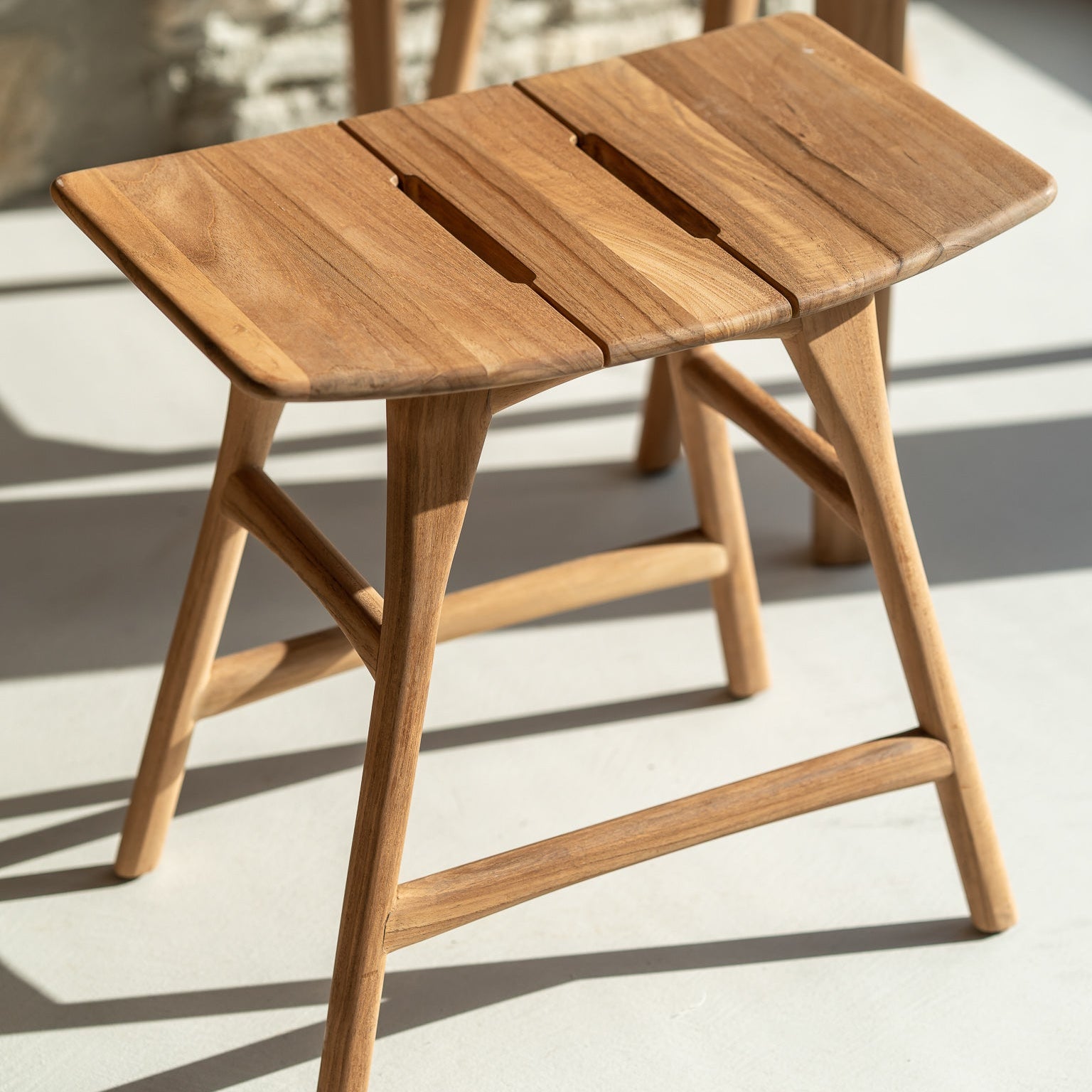 Ethnicraft Osso Outdoor Stool Frame, FSC-certified solid wood furniture by Belgian brand