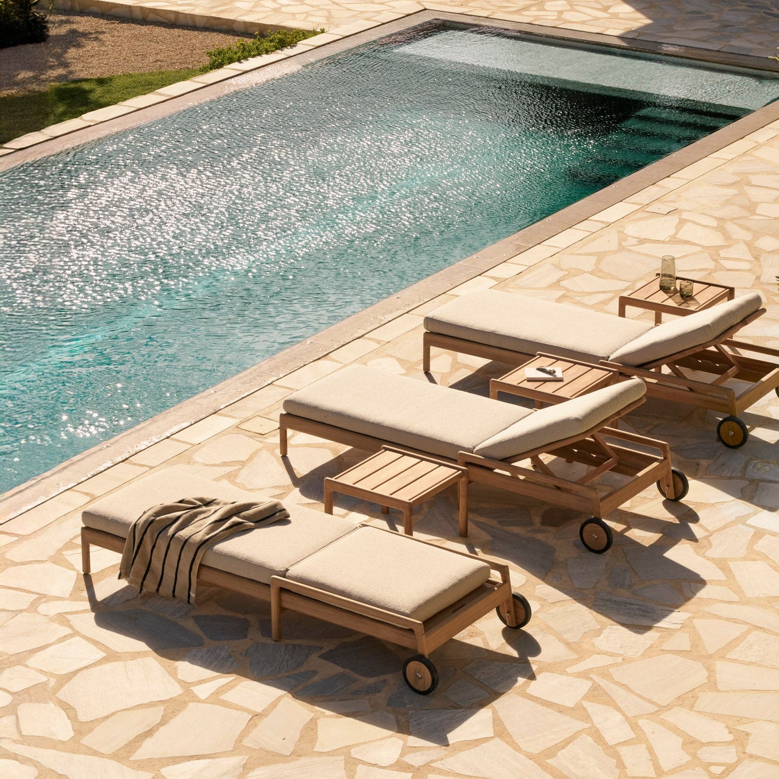 Ethnicraft Jack Outdoor Adjustable Lounger, FSC-certified solid wood furniture by Belgian brand