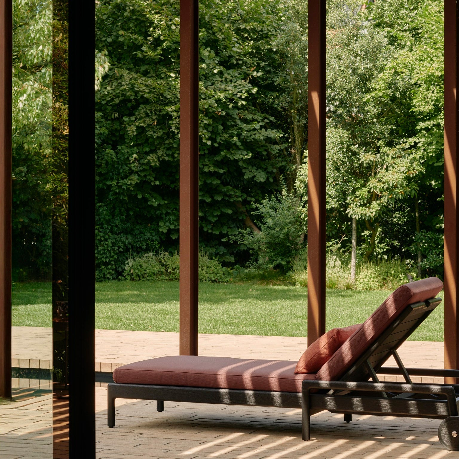 Ethnicraft Jack Outdoor Adjustable Lounger, FSC-certified solid wood furniture by Belgian brand