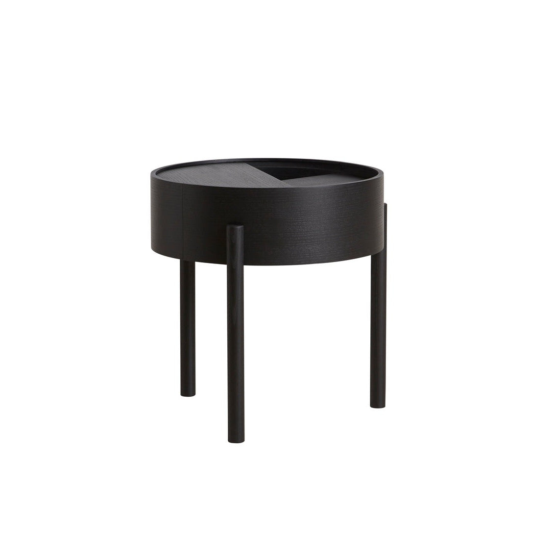 WOUD Arc Side Table in black FSC-certified solid oak designed by Hans-Christian Bauer, Danish design