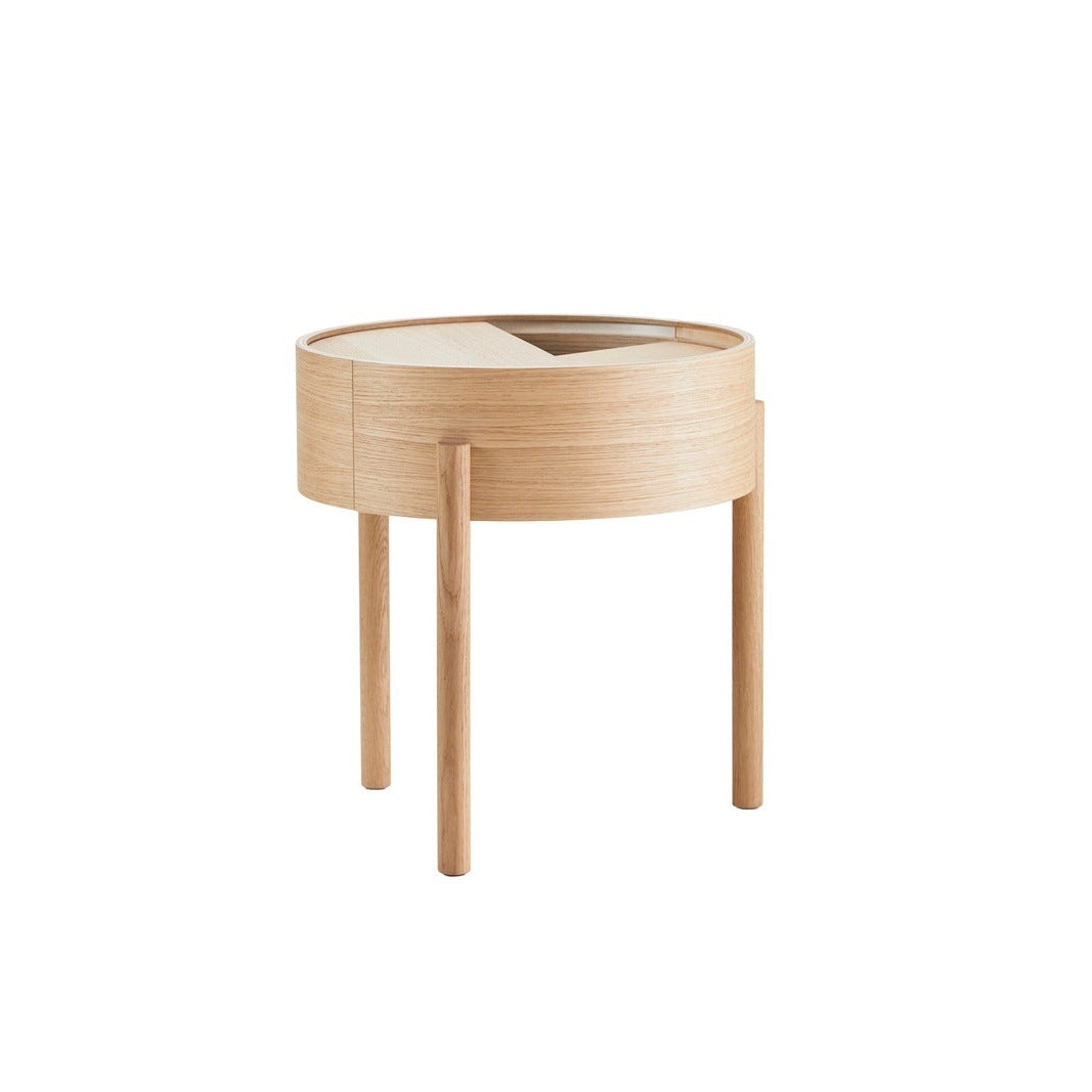WOUD Arc Side Table in oiled FSC-certified solid oak designed by Hans-Christian Bauer, Danish design