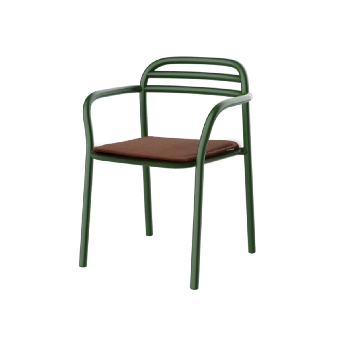 Cane-line Bliss Armchair in Dark Green with Desert Red cushion, aluminum