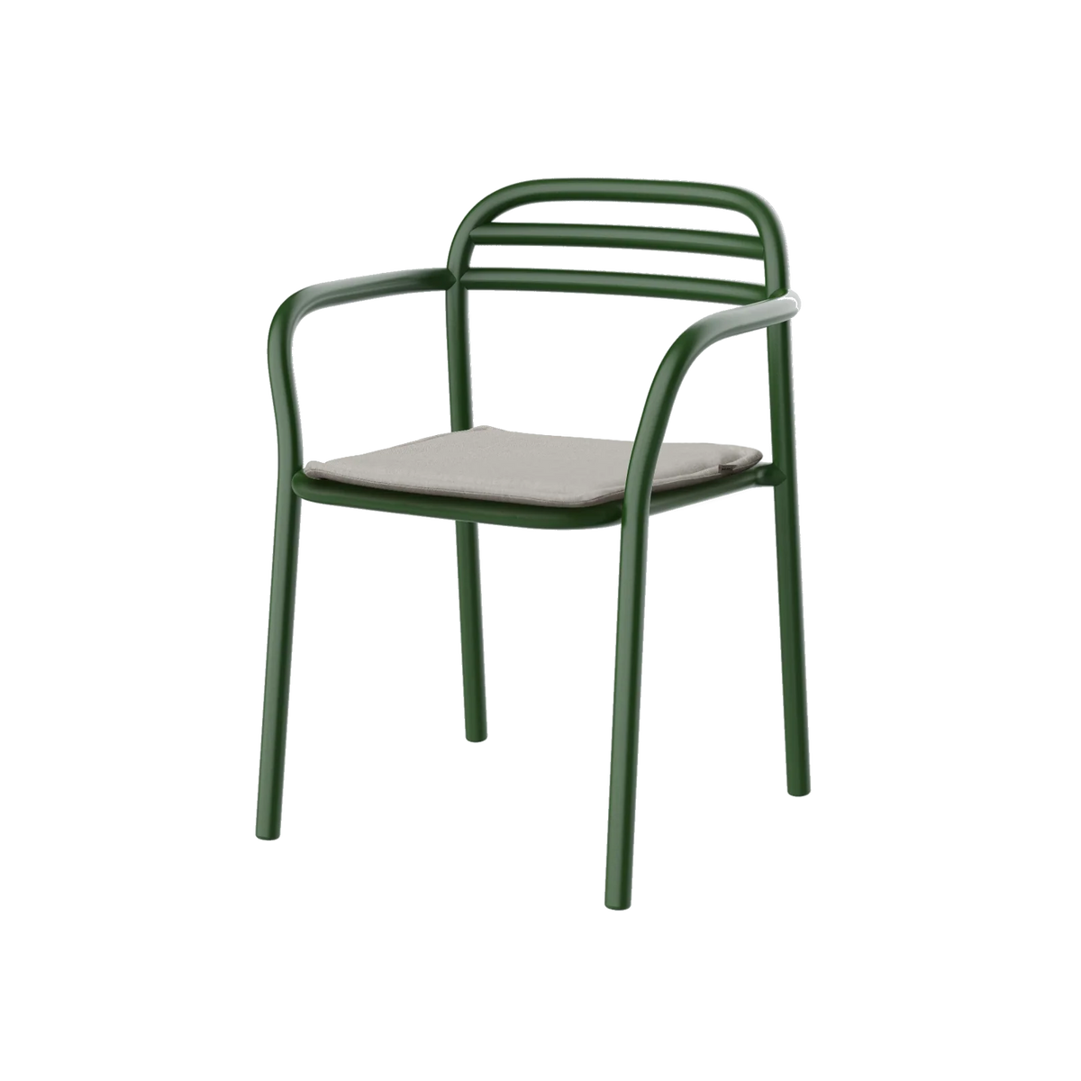 Cane-line Bliss Armchair in Dark Green with Sand cushion, aluminum