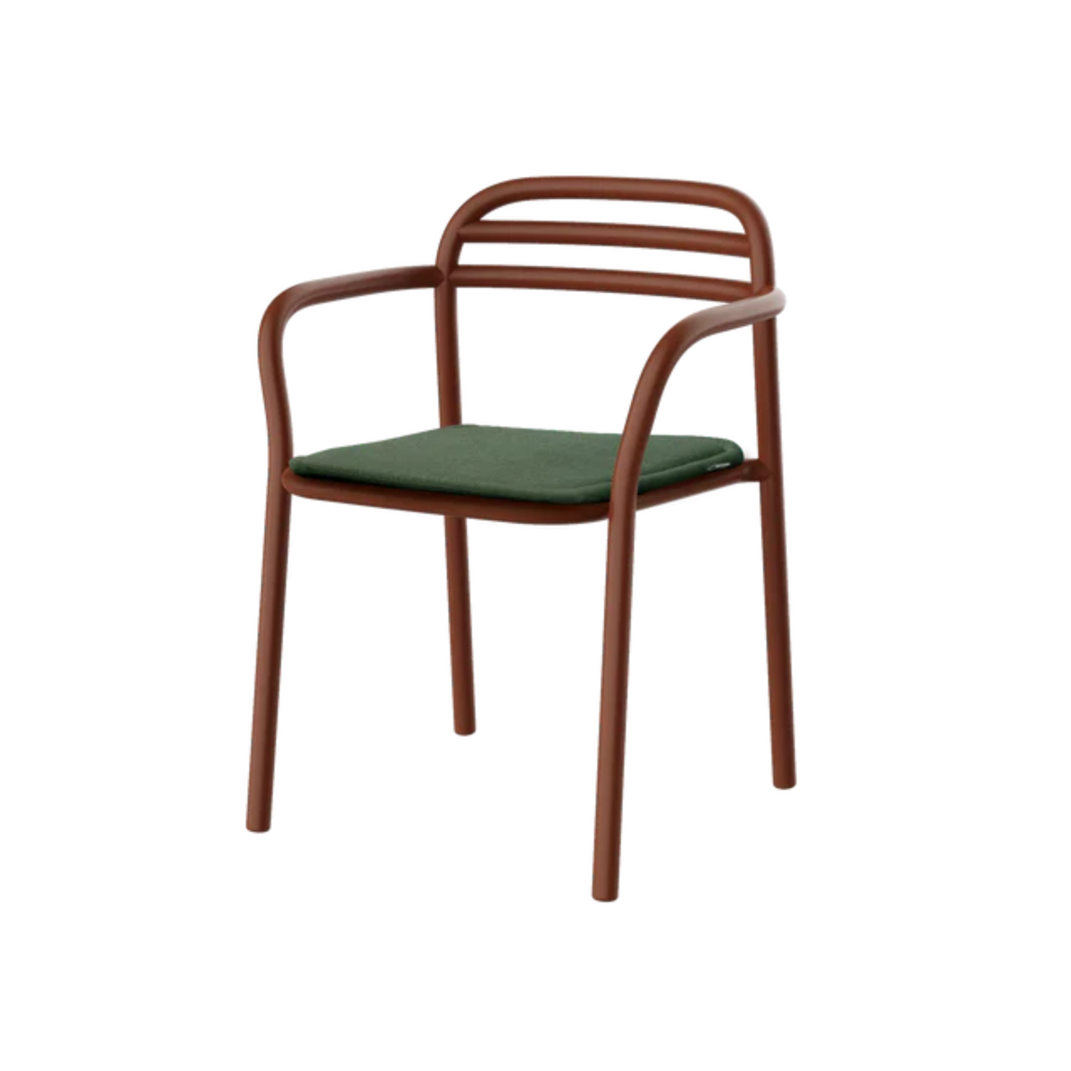Cane-line Bliss Armchair in Desert red with Light Green cushion, aluminum