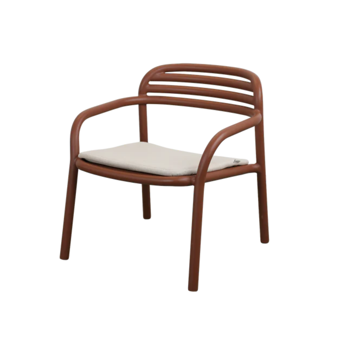 Cane-line Bliss Lounge Chair, Stackable in Desert Red with Sand cushion, aluminum