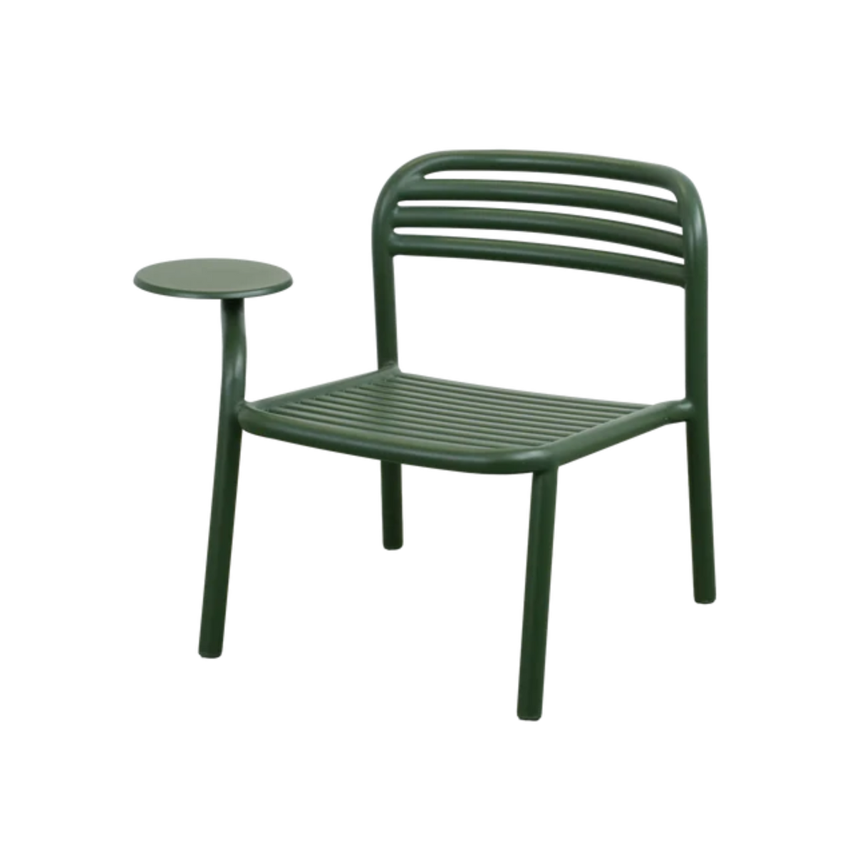 Cane-line Bliss Lounge Chair with Side Table Right in Dark Green, no cushion, aluminum