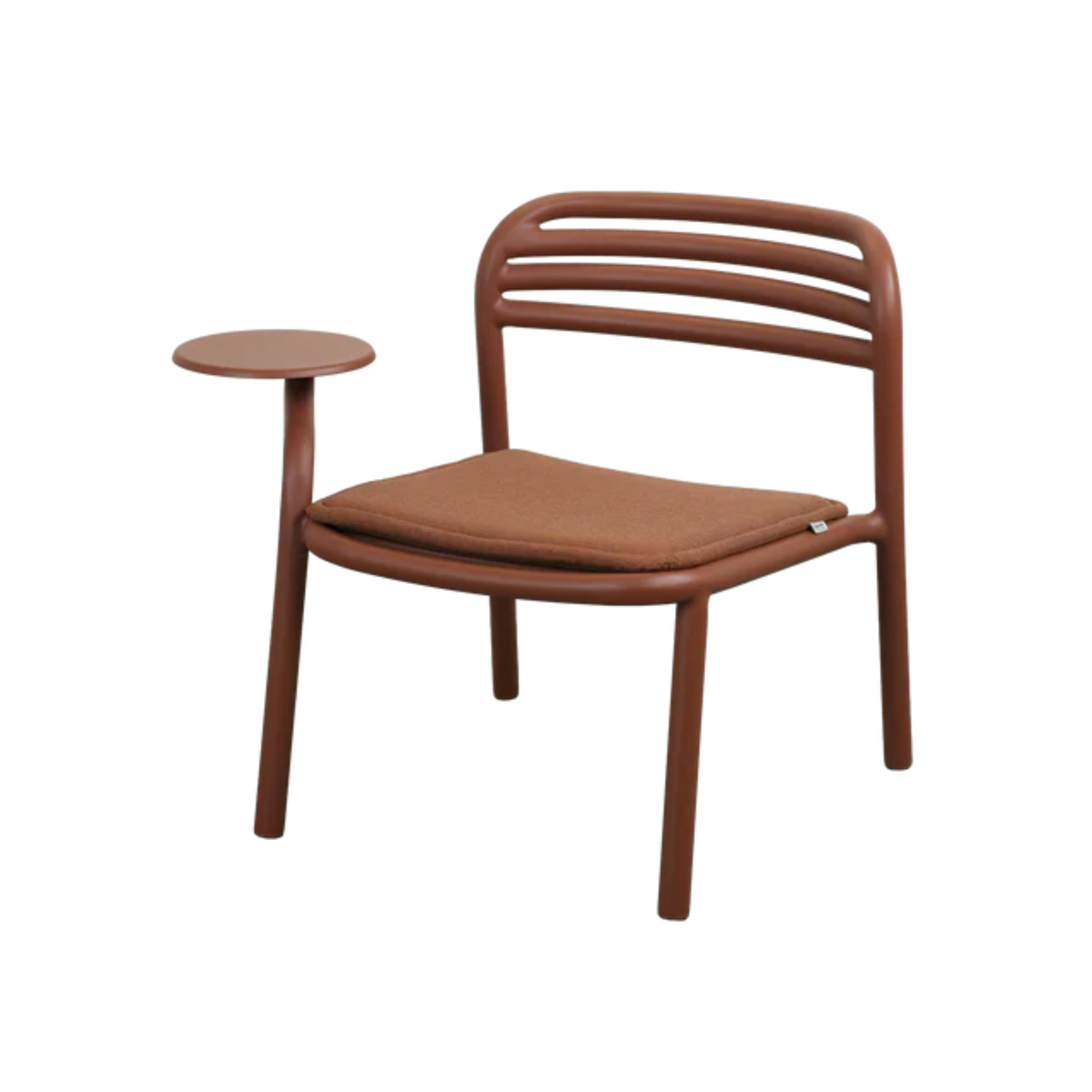 Cane-line Bliss Lounge Chair with Side Table Right in Desert Red, aluminum