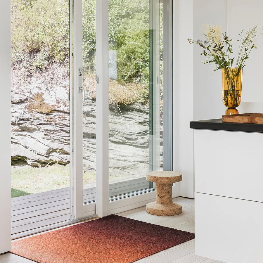 Heymat Dis Doormat in Rust, recycled PET yarn doormat, Norwegian sustainable design