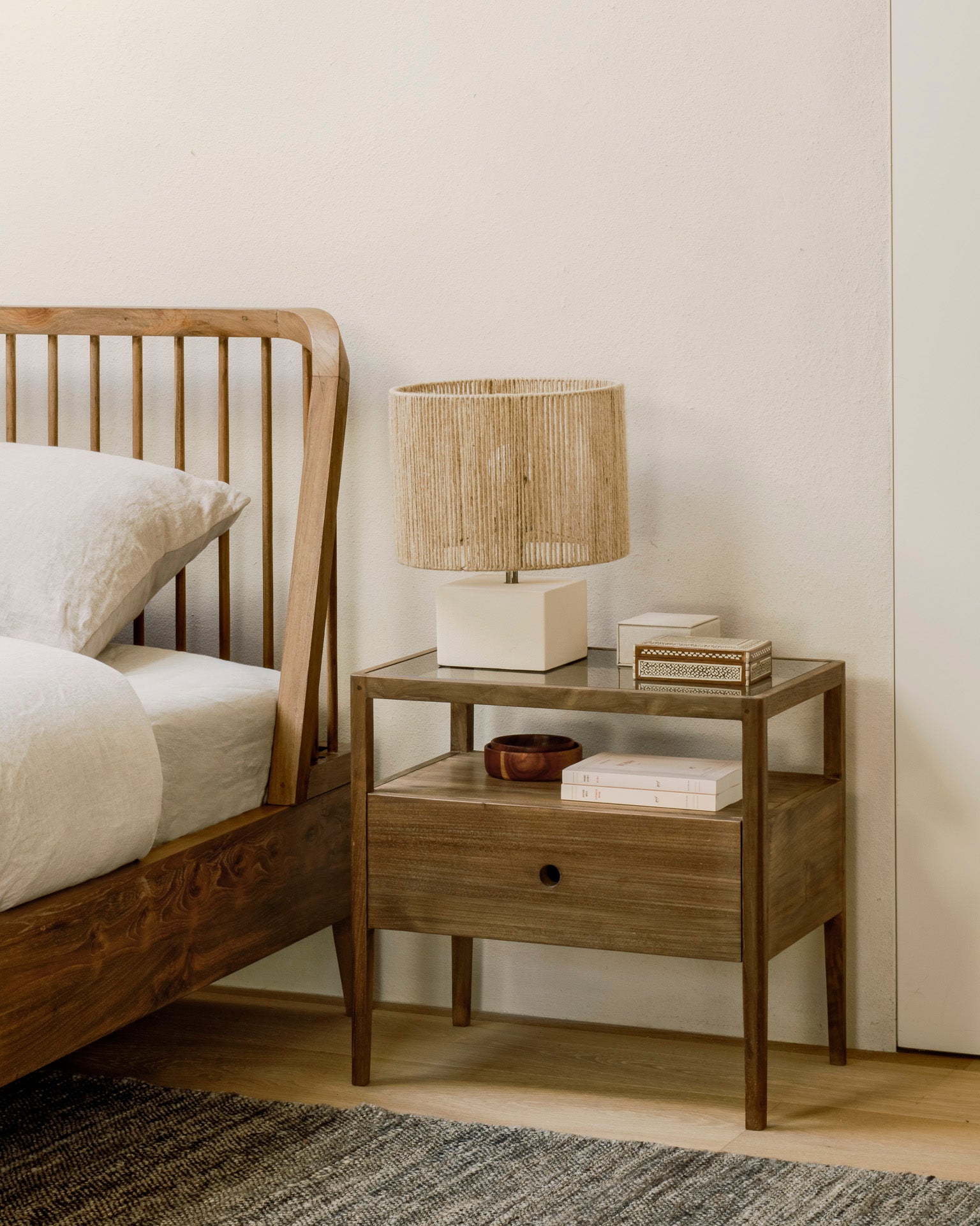 Reclaimed Teak Spindle Bedside Table