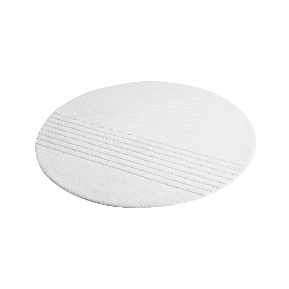 WOUD Kyoto Round Rug in white hand-tufted wool designed by Studio Tolvanen, Danish design