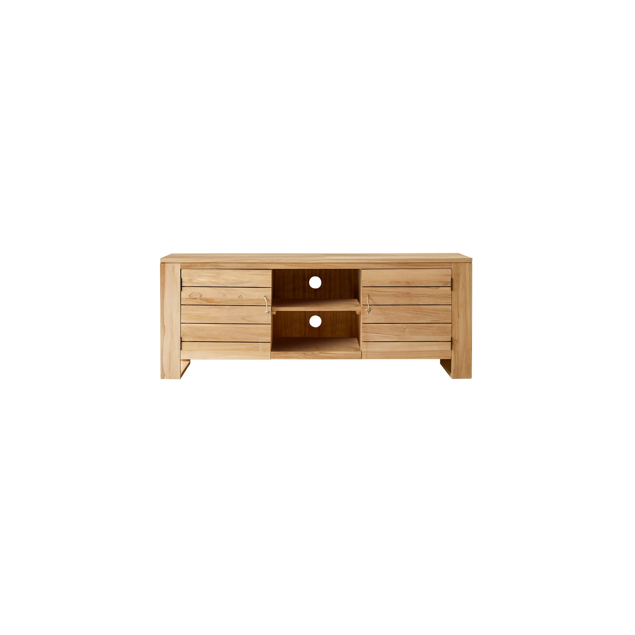 Close-up of drawer front and pull on the Tikamoon Minimalys TV stand