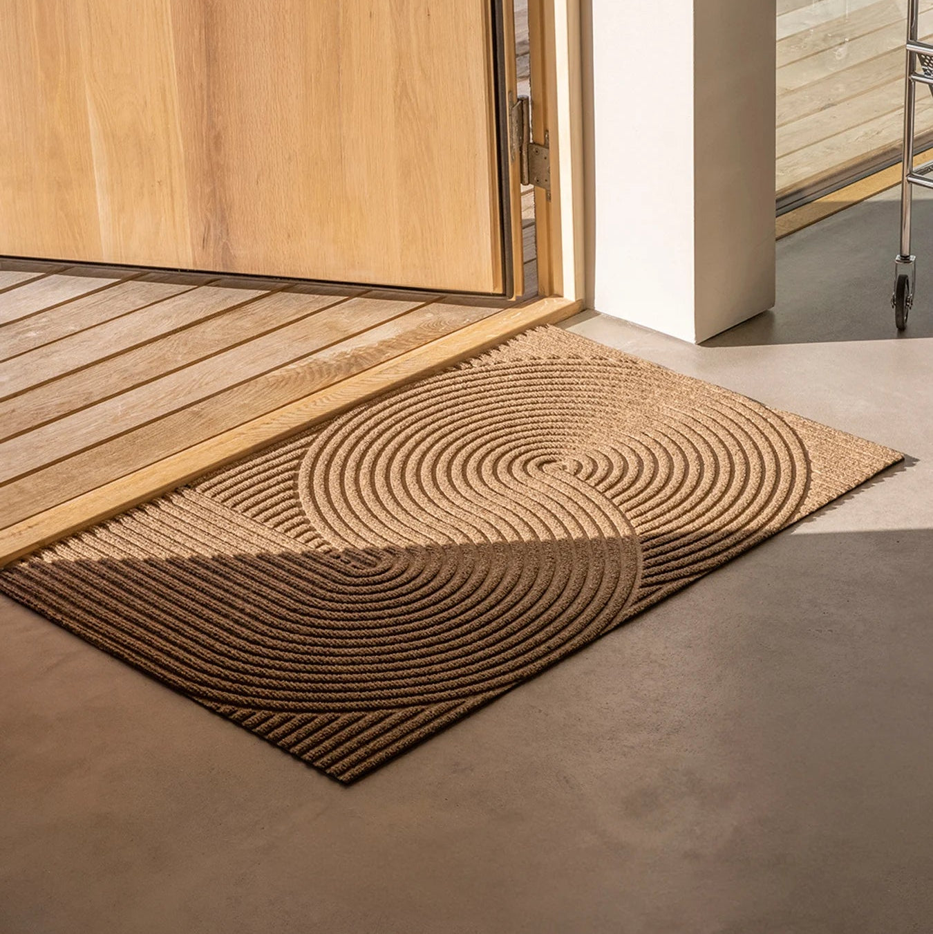 Heymat Sand All Weather Doormat in Sand Beige, recycled PET yarn doormat, Norwegian sustainable design