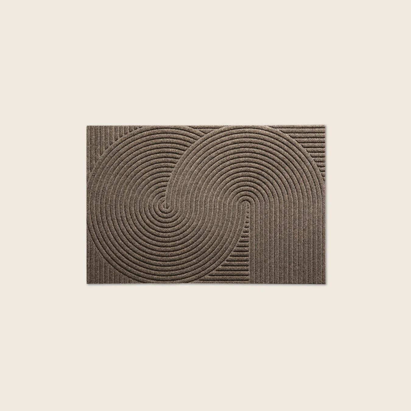 Heymat Sand All Weather Doormat doormat in Sand Beige styled in an entryway, recycled PET yarn Norwegian design