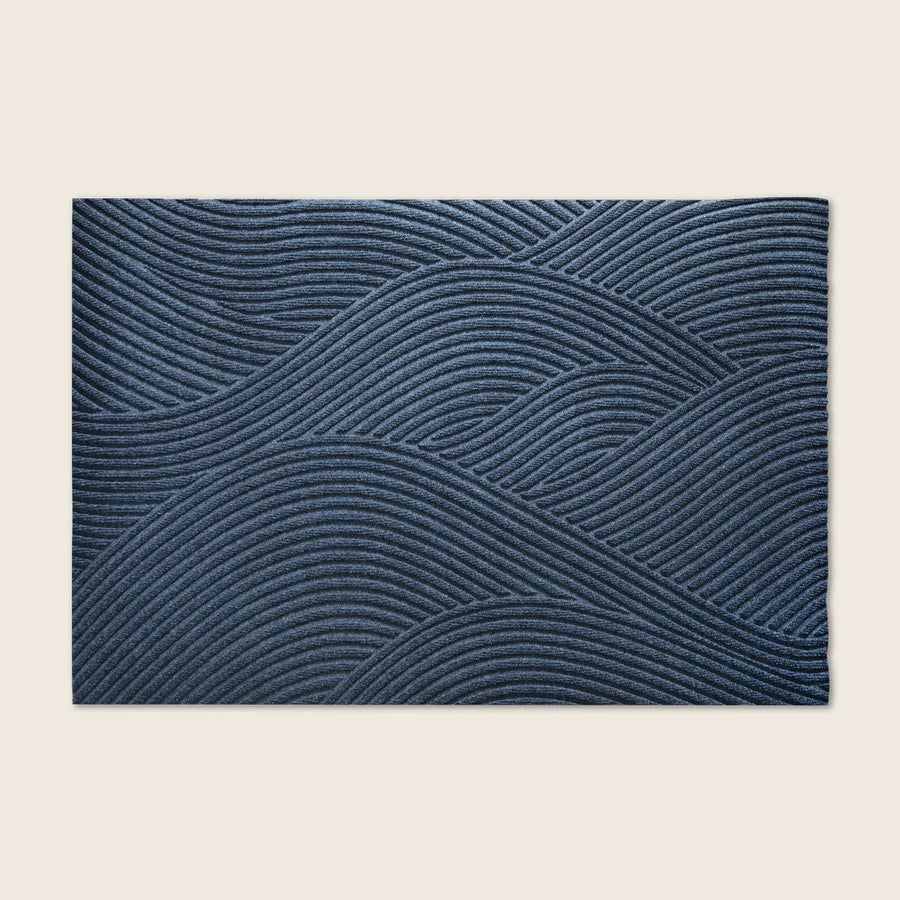 Heymat Sjø All Weather Doormat doormat in Blue styled in an entryway, recycled PET yarn Norwegian design