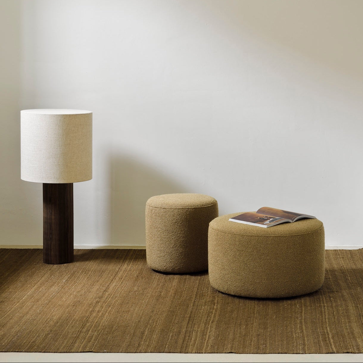 Ethnicraft Barrow Pouf with FSC-certified solid wood frame, Belgian design