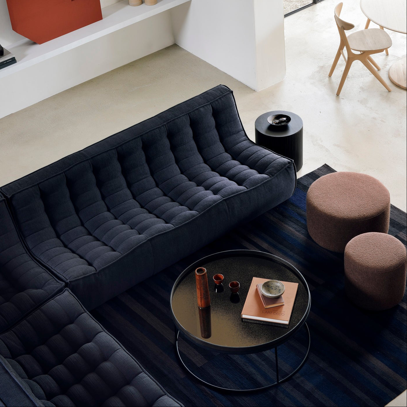 Ethnicraft Barrow Pouf with FSC-certified solid wood frame, Belgian design
