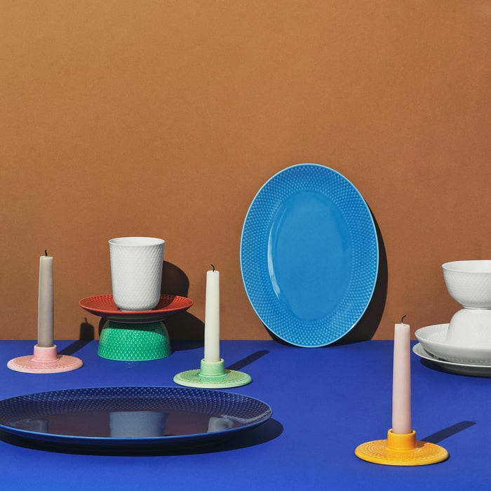 Lyngby Porcelain Rhombe Color Candle Holders