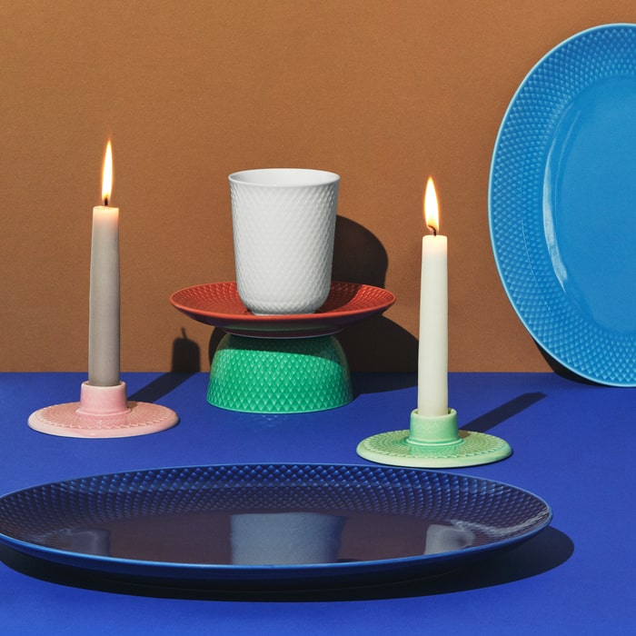 Lyngby Porcelain Rhombe Color Candle Holders