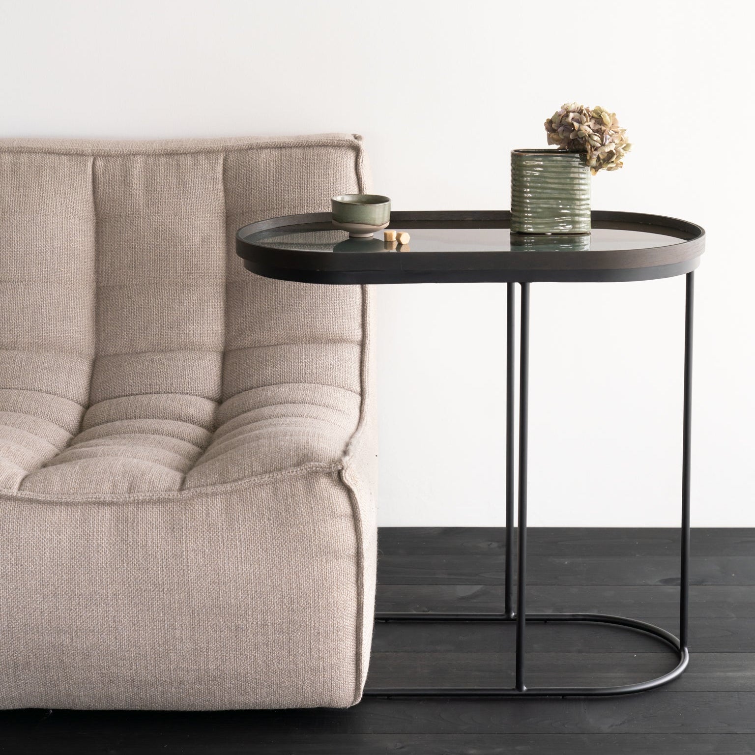 Ethnicraft Oblong Tray Side Table, FSC-certified solid wood furniture by Belgian brand