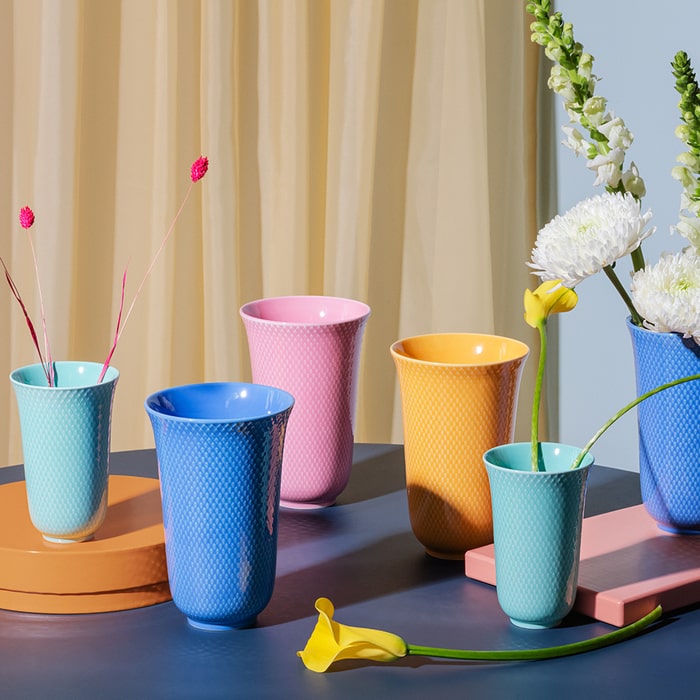 Lyngby Porcelain Rhombe Color Vases