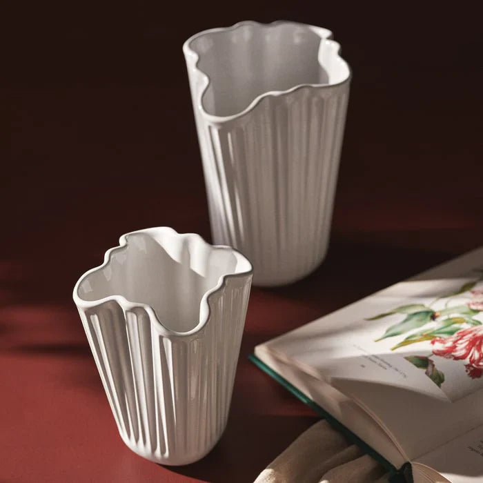 Kähler Hammershøi Unfold Vase in glazed stoneware, by Hans-Christian Bauer, B Corp certified Danish ceramic since 1839.