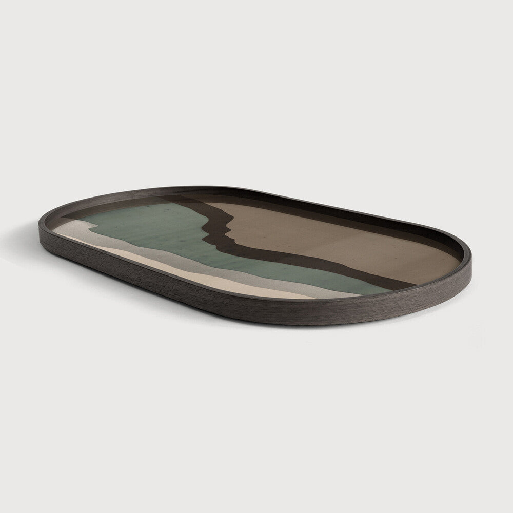 Ethnicraft Wabi Sabi Glass Tray with bronzed glass, Belgian-designed accessory