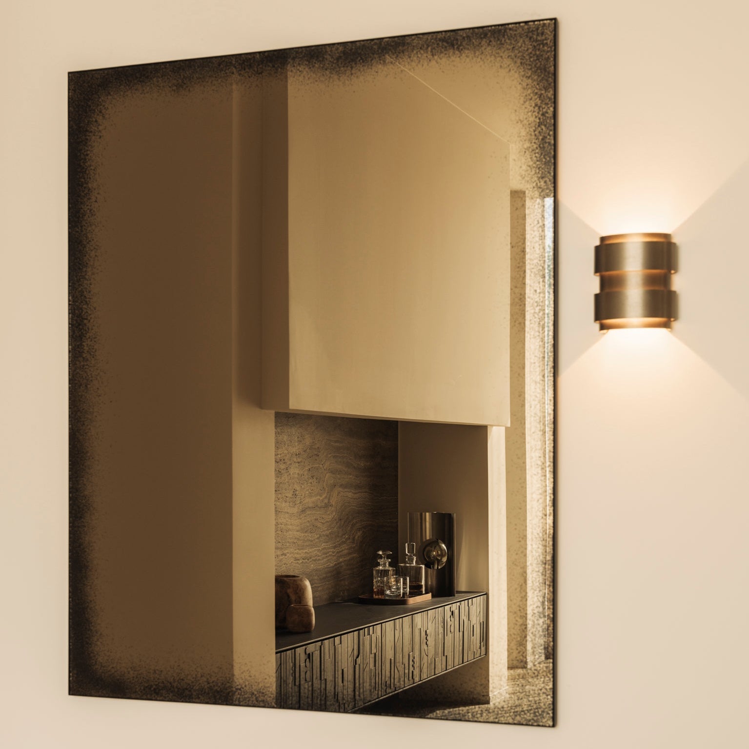 Ethnicraft Aged Floor Mirror with bronzed glass and Belgian craftsmanship