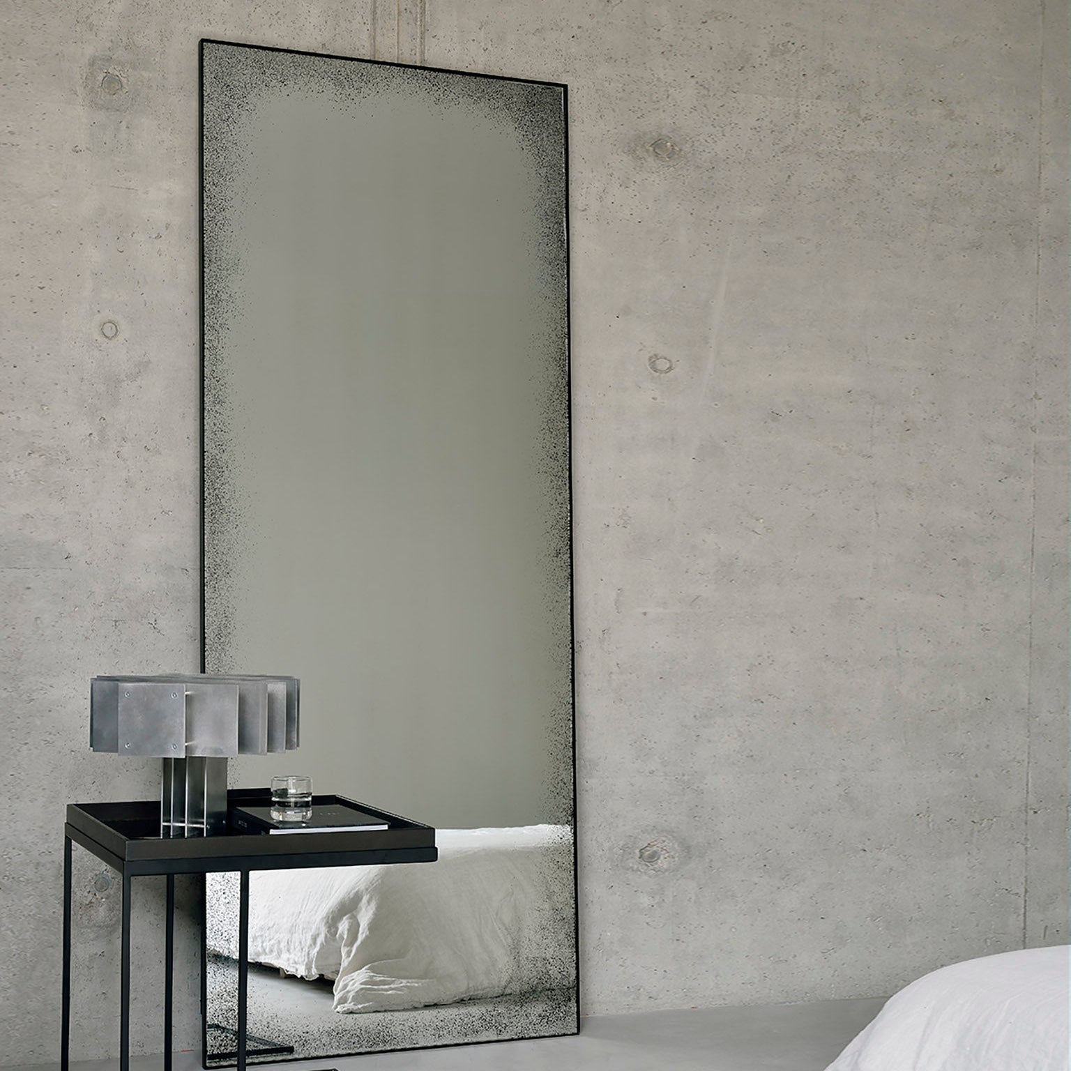 Ethnicraft Aged Floor Mirror with bronzed glass and Belgian craftsmanship