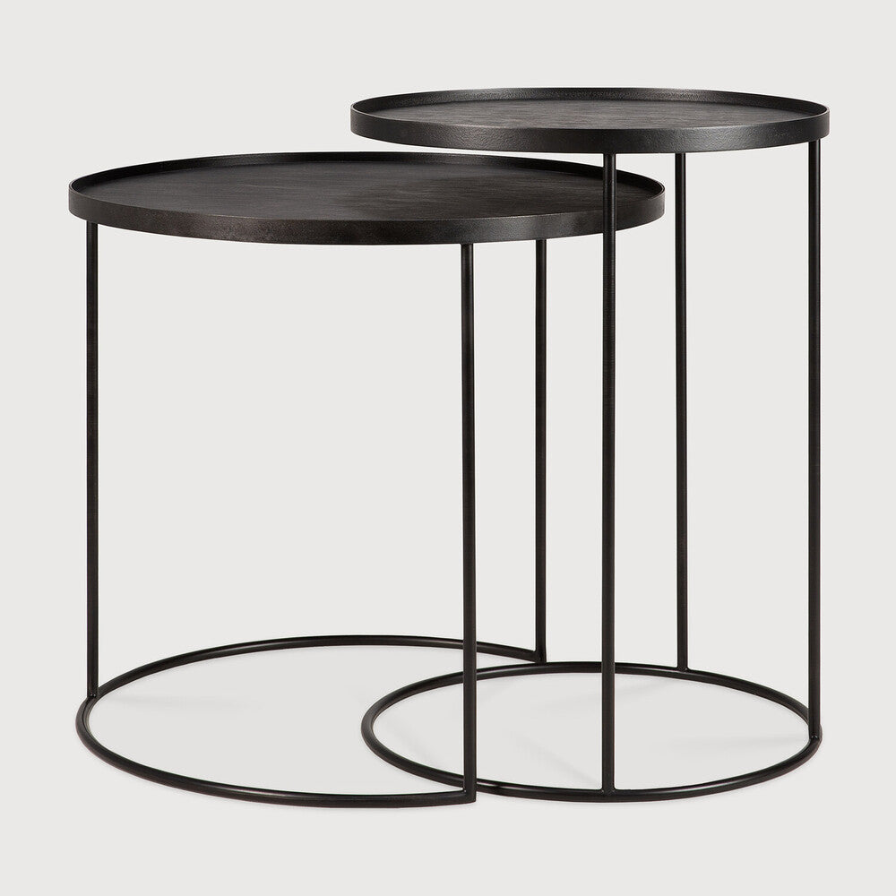 Ethnicraft Tray Side Table Set, FSC-certified solid wood furniture by Belgian brand