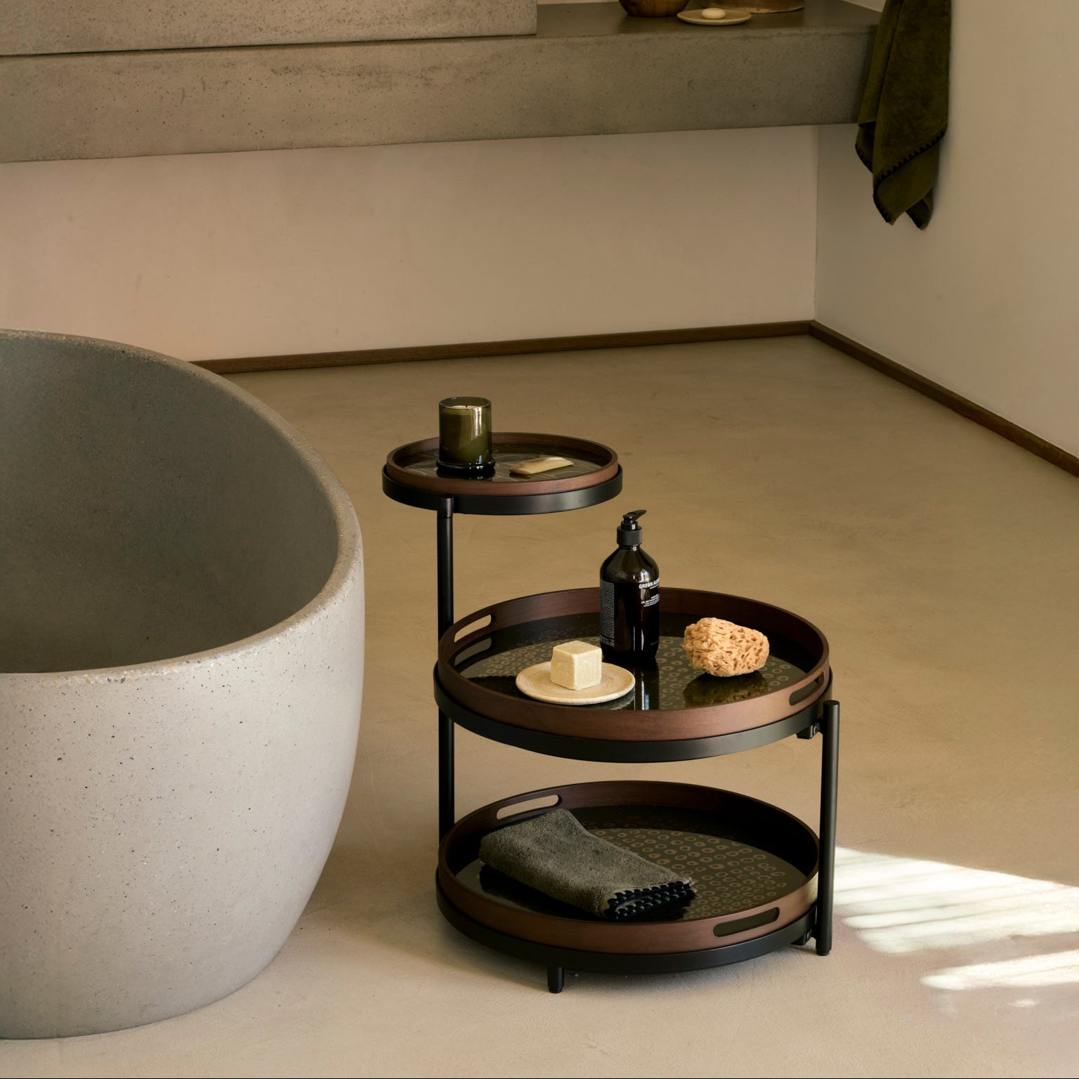 Ethnicraft Swivel Tray Side Table, FSC-certified solid wood furniture by Belgian brand