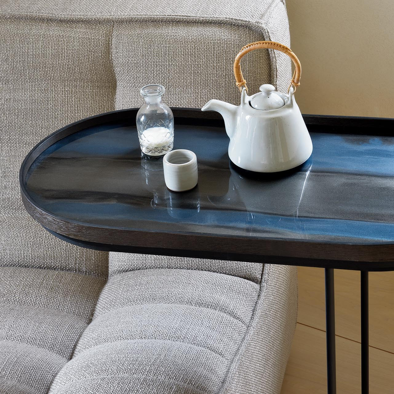 Ethnicraft Organic Glass Tray with bronzed glass, Belgian-designed accessory