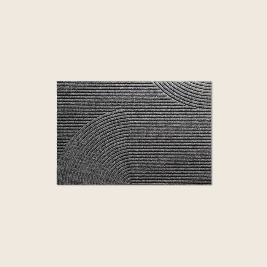 Heymat Stein All Weather Doormat doormat in Grey styled in an entryway, recycled PET yarn Norwegian design