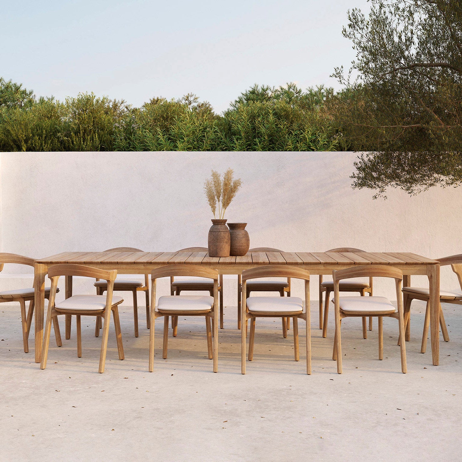 Ethnicraft Bok Outdoor Dining Chair Cushion styled in a dining room