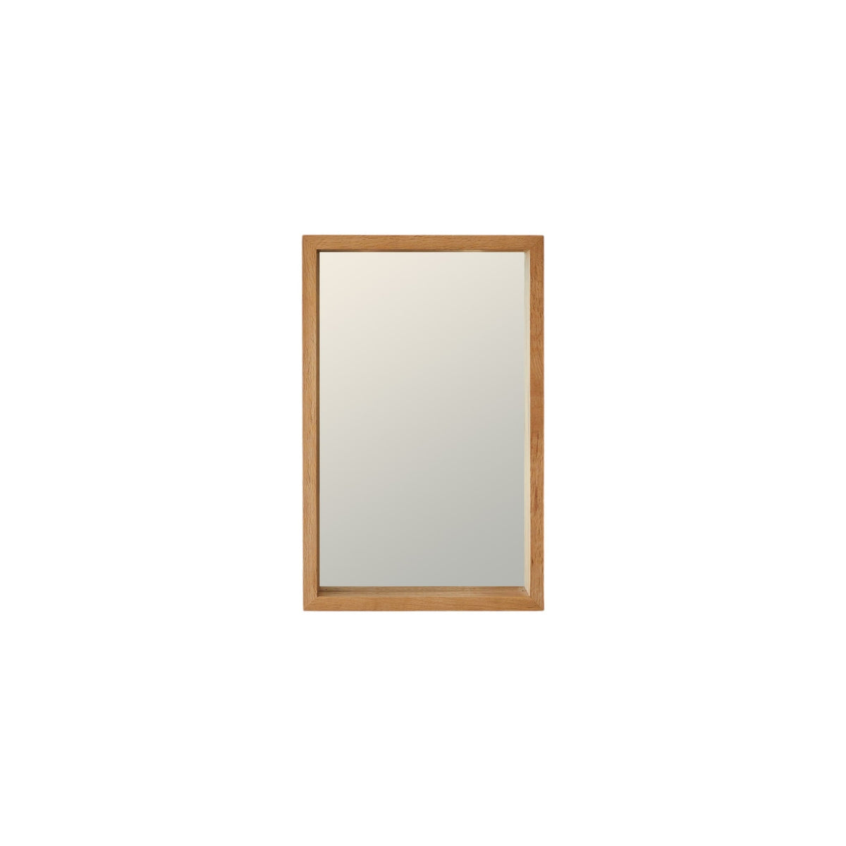 Tikamoon Easy oak wall mirror styled on a bathroom wall above a basin