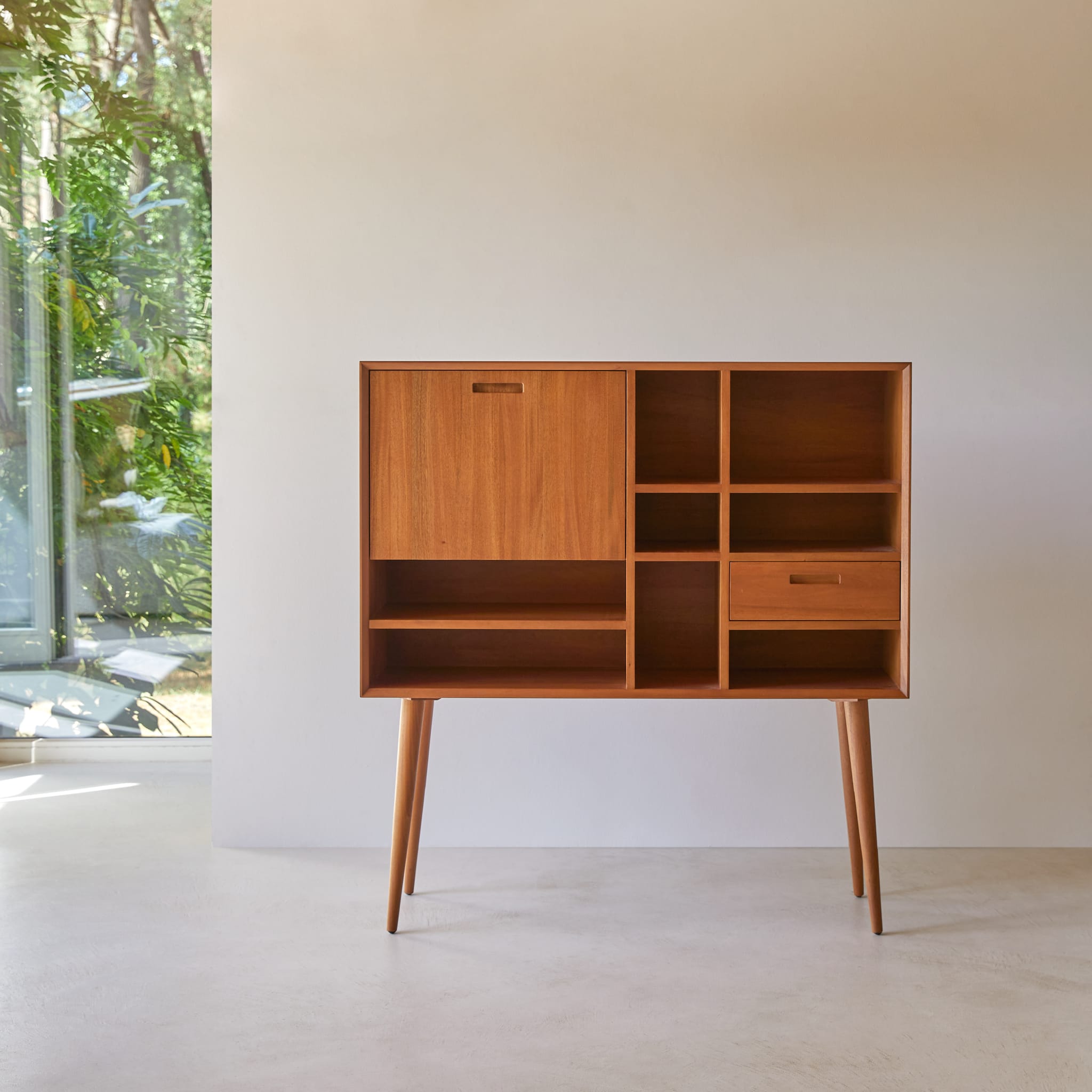 Tikamoon Magda highboard in solid mahogany, alternate angle