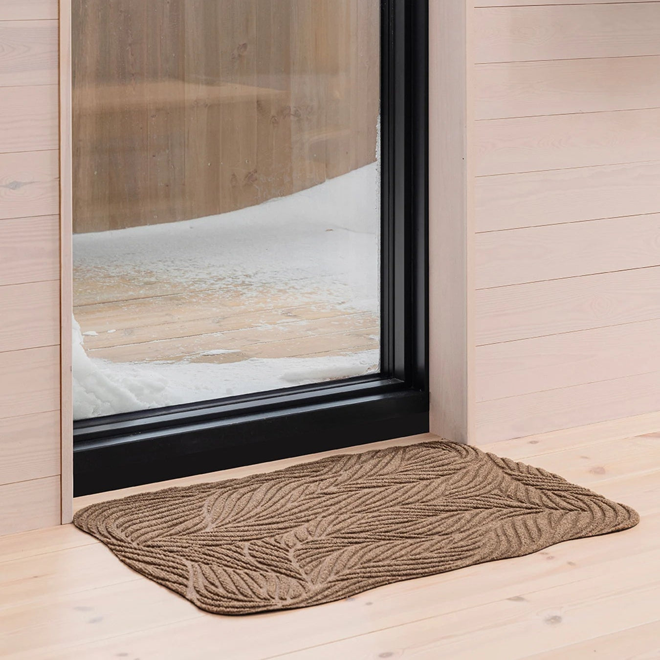 Heymat Twine All Weather Doormat doormat in Beige styled in an entryway, recycled PET yarn Norwegian design