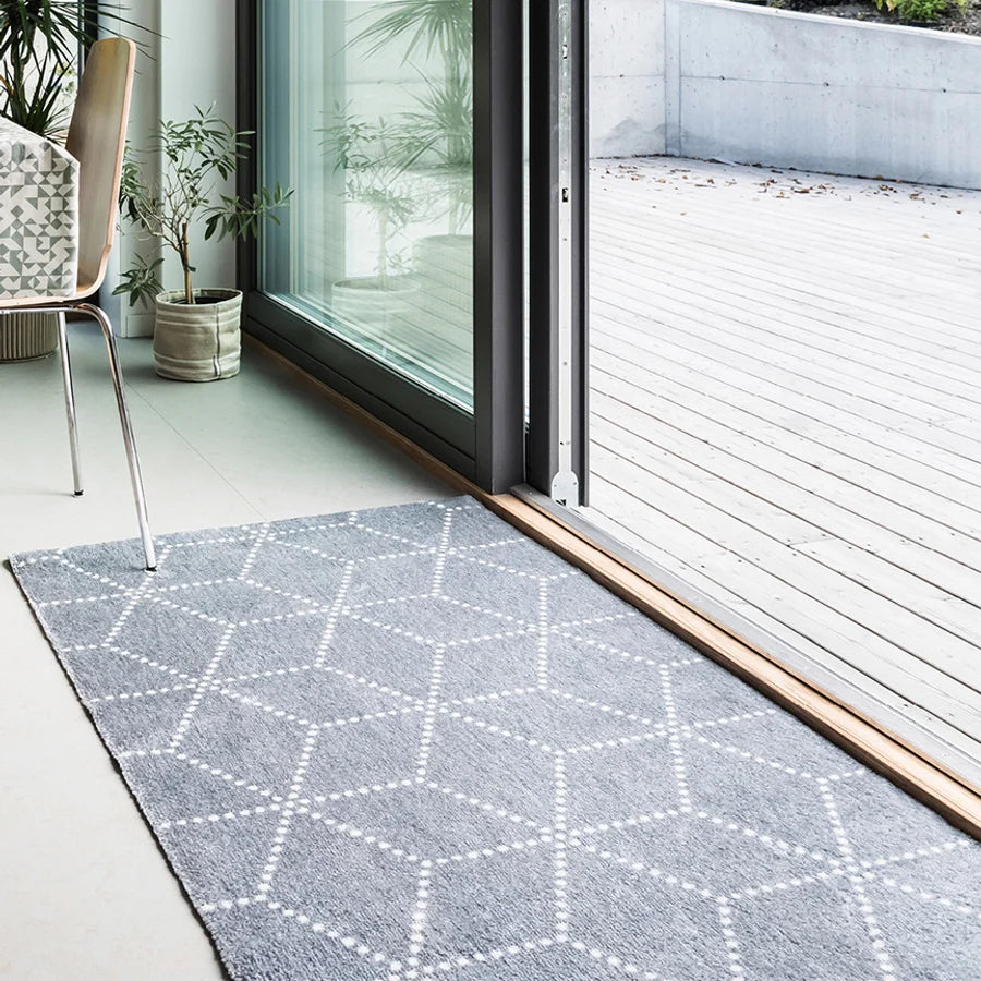 Heymat Hagl All Weather Doormat in Silver Grey, recycled PET yarn doormat, Norwegian sustainable design