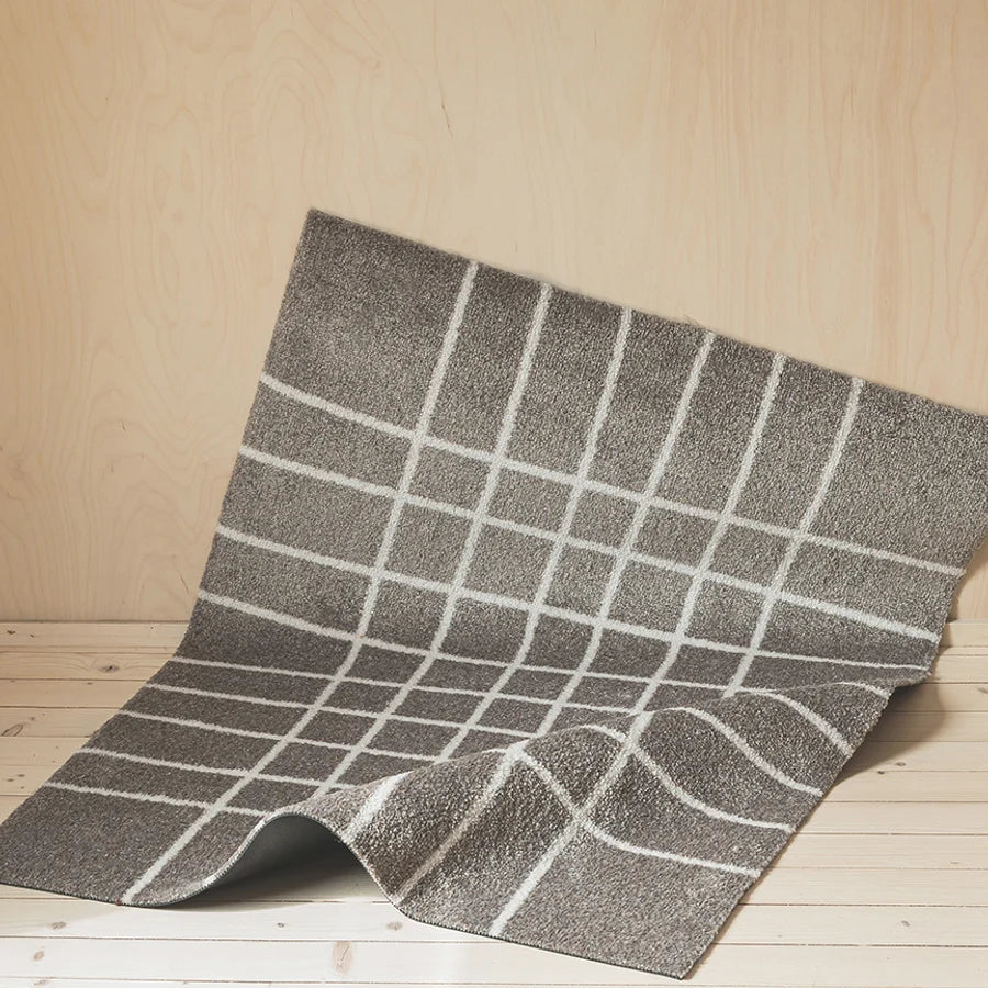 Heymat Hand Doormat in Travertine Beige, recycled PET yarn doormat, Norwegian sustainable design