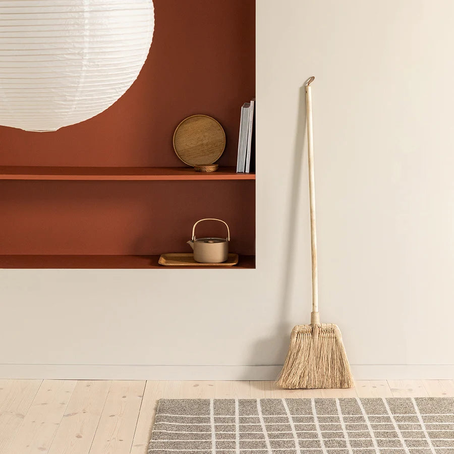 Heymat Hand Doormat in Travertine Beige, recycled PET yarn doormat, Norwegian sustainable design